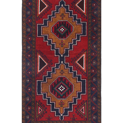 Baluch 2' 8" X 5' 0" Hand Knotted Wool Rug 2' 8" X 5' 0" (81 X 152) / Red / Wool