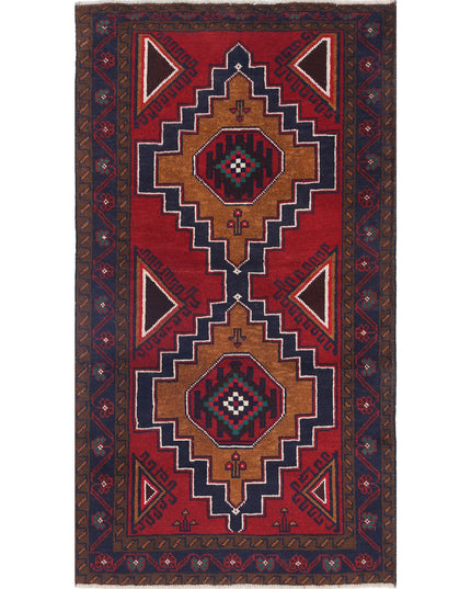 Baluch 2' 8" X 5' 0" Hand Knotted Wool Rug 2' 8" X 5' 0" (81 X 152) / Red / Wool