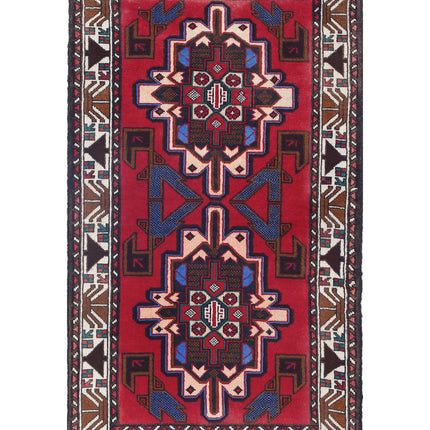 Baluch 2' 8" X 4' 8" Hand Knotted Wool Rug 2' 8" X 4' 8" (81 X 142) / Red / Wool