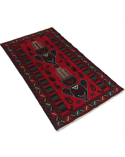 Baluch 2' 8" X 4' 6" Hand Knotted Wool Rug 2' 8" X 4' 6" (81 X 137) / Red / Wool