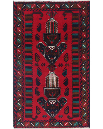 Baluch 2' 8" X 4' 6" Hand Knotted Wool Rug 2' 8" X 4' 6" (81 X 137) / Red / Wool