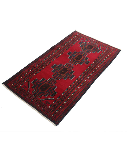 Baluch 2' 8" X 4' 10" Hand Knotted Wool Rug 2' 8" X 4' 10" (81 X 147) / Red / Wool