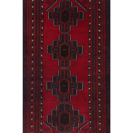 Baluch 2' 8" X 4' 10" Hand Knotted Wool Rug 2' 8" X 4' 10" (81 X 147) / Red / Wool