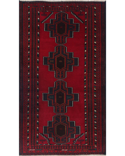 Baluch 2' 8" X 4' 10" Hand Knotted Wool Rug 2' 8" X 4' 10" (81 X 147) / Red / Wool