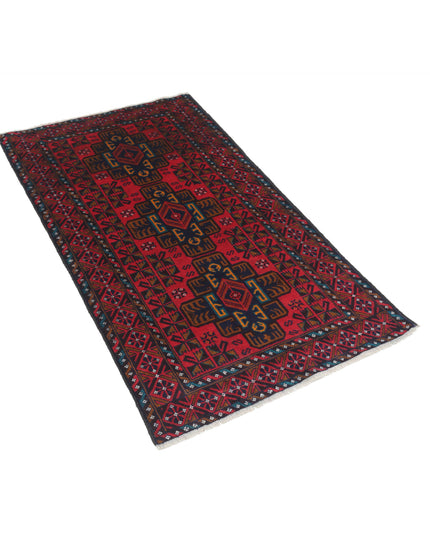 Baluch 2' 8" X 4' 8" Hand Knotted Wool Rug 2' 8" X 4' 8" (81 X 142) / Red / Wool