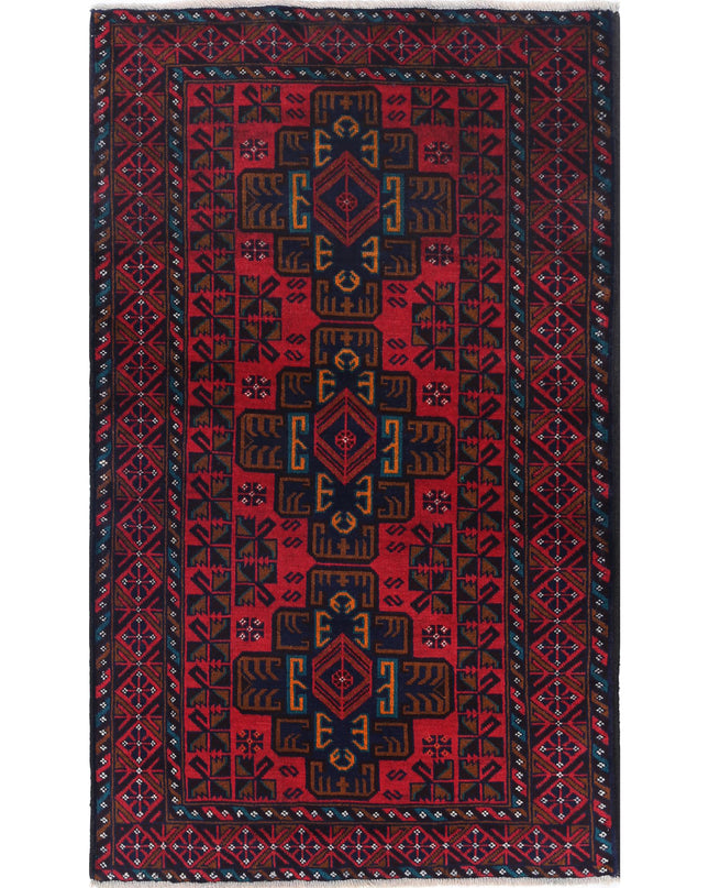 Baluch 2' 8" X 4' 8" Hand Knotted Wool Rug 2' 8" X 4' 8" (81 X 142) / Red / Wool