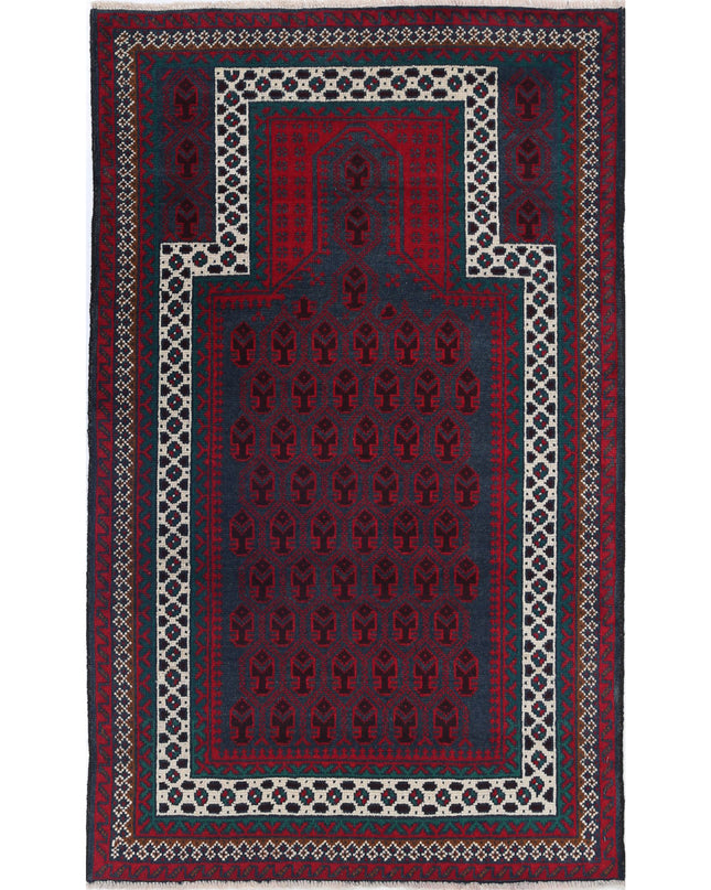 Baluch 2' 11" X 4' 8" Hand Knotted Wool Rug 2' 11" X 4' 8" (89 X 142) / Red / Wool