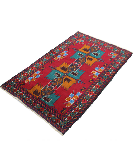 Baluch 2' 11" X 4' 8" Hand Knotted Wool Rug 2' 11" X 4' 8" (89 X 142) / Red / Wool