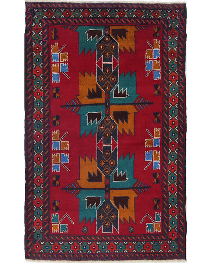 Baluch 2' 11" X 4' 8" Hand Knotted Wool Rug 2' 11" X 4' 8" (89 X 142) / Red / Wool
