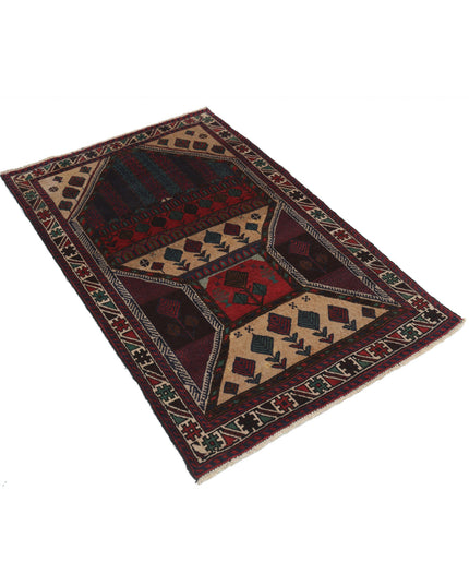 Baluch 2' 11" X 4' 6" Hand Knotted Wool Rug 2' 11" X 4' 6" (89 X 137) / Red / Wool