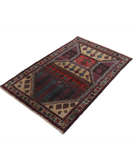 Baluch 2' 11" X 4' 6" Hand Knotted Wool Rug 2' 11" X 4' 6" (89 X 137) / Red / Wool