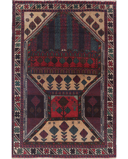 Baluch 2' 11" X 4' 6" Hand Knotted Wool Rug 2' 11" X 4' 6" (89 X 137) / Red / Wool