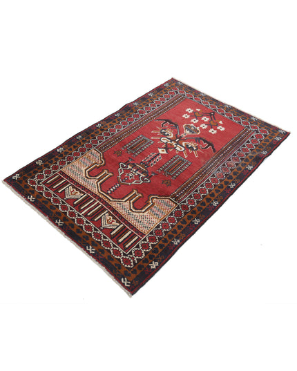 Baluch 3' 0" X 4' 5" Hand Knotted Wool Rug 3' 0" X 4' 5" (91 X 135) / Red / Wool