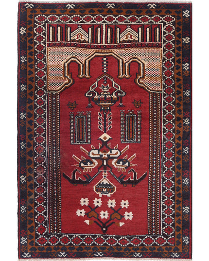 Baluch 3' 0" X 4' 5" Hand Knotted Wool Rug 3' 0" X 4' 5" (91 X 135) / Red / Wool