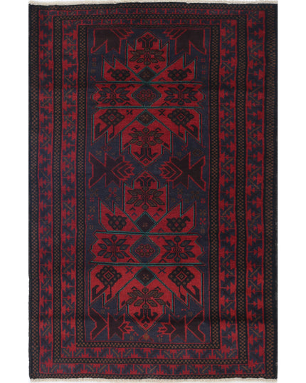 Baluch 3' 0" X 4' 6" Hand Knotted Wool Rug 3' 0" X 4' 6" (91 X 137) / Red / Wool