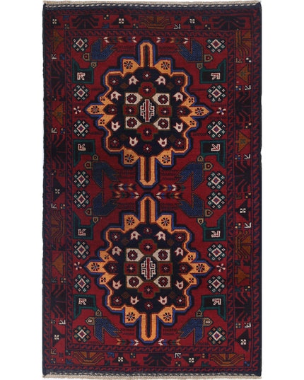 Baluch 2' 11" X 5' 0" Hand Knotted Wool Rug 2' 11" X 5' 0" (89 X 152) / Red / Wool