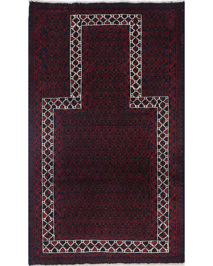 Baluch 2' 10" X 4' 10" Hand Knotted Wool Rug 2' 10" X 4' 10" (86 X 147) / Red / Wool