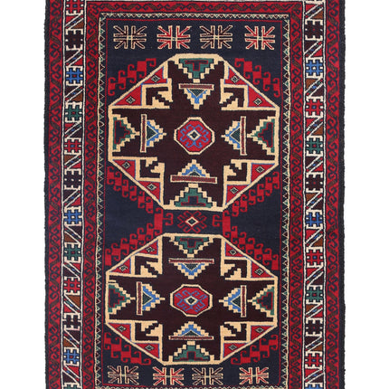 Baluch 2' 9" X 4' 4" Hand Knotted Wool Rug 2' 9" X 4' 4" (84 X 132) / Red / Wool