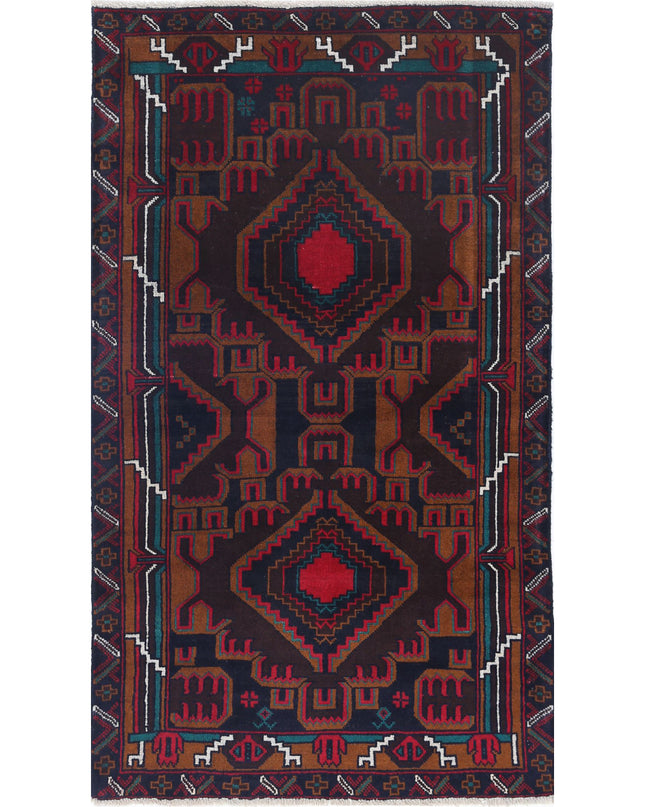 Baluch 2' 9" X 4' 9" Hand Knotted Wool Rug 2' 9" X 4' 9" (84 X 145) / Red / Wool