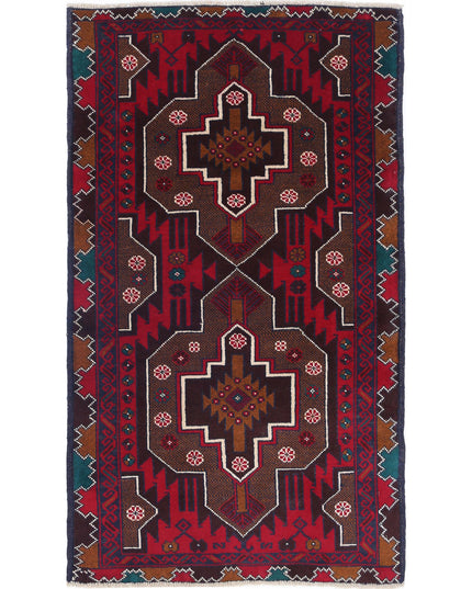 Baluch 2' 9" X 4' 8" Hand Knotted Wool Rug 2' 9" X 4' 8" (84 X 142) / Red / Wool