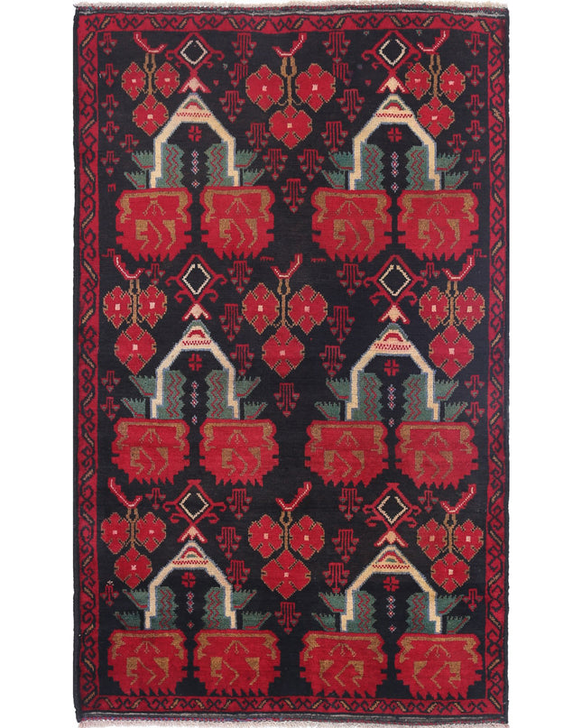 Baluch 2' 10" X 4' 6" Hand Knotted Wool Rug 2' 10" X 4' 6" (86 X 137) / Red / Wool