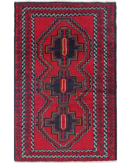 Baluch 2' 10" X 4' 6" Hand Knotted Wool Rug 2' 10" X 4' 6" (86 X 137) / Red / Wool