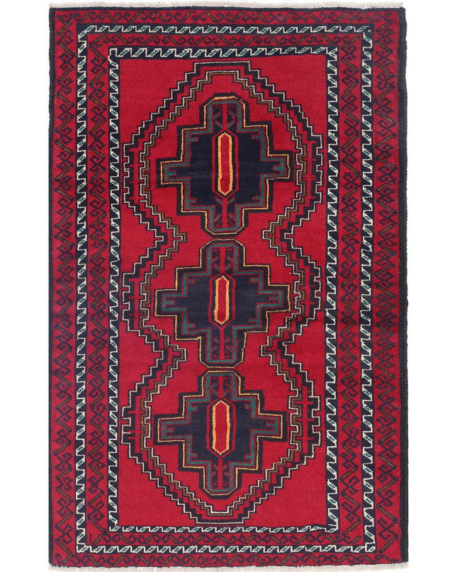 Baluch 2' 10" X 4' 6" Hand Knotted Wool Rug 2' 10" X 4' 6" (86 X 137) / Red / Wool