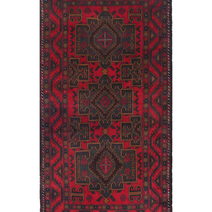 Baluch 2' 11" X 5' 7" Hand Knotted Wool Rug 2' 11" X 5' 7" (89 X 170) / Red / Wool