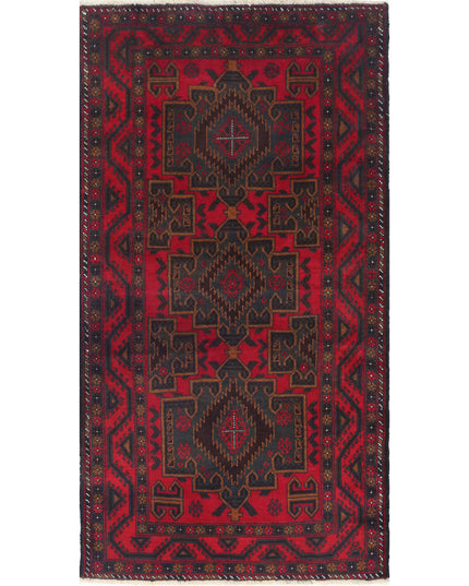 Baluch 2' 11" X 5' 7" Hand Knotted Wool Rug 2' 11" X 5' 7" (89 X 170) / Red / Wool