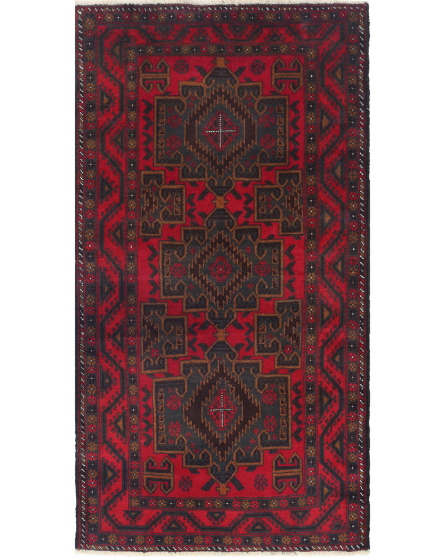 Baluch 2' 11" X 5' 7" Hand Knotted Wool Rug 2' 11" X 5' 7" (89 X 170) / Red / Wool