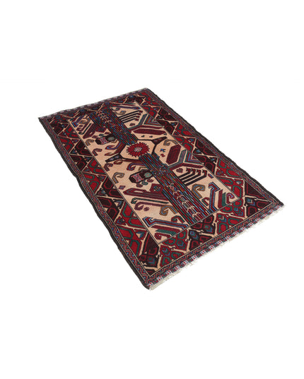 Baluch 3' 0" X 5' 0" Hand Knotted Wool Rug 3' 0" X 5' 0" (91 X 152) / Red / Wool