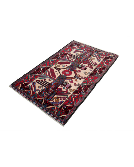 Baluch 3' 0" X 5' 0" Hand Knotted Wool Rug 3' 0" X 5' 0" (91 X 152) / Red / Wool