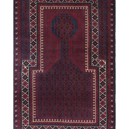 Baluch 3' 0" X 4' 5" Hand Knotted Wool Rug 3' 0" X 4' 5" (91 X 135) / Red / Wool