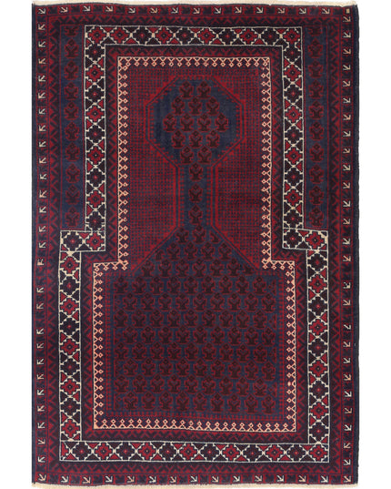 Baluch 3' 0" X 4' 5" Hand Knotted Wool Rug 3' 0" X 4' 5" (91 X 135) / Red / Wool