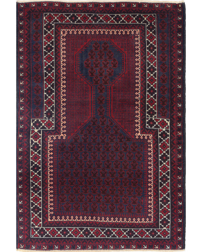 Baluch 3' 0" X 4' 5" Hand Knotted Wool Rug 3' 0" X 4' 5" (91 X 135) / Red / Wool
