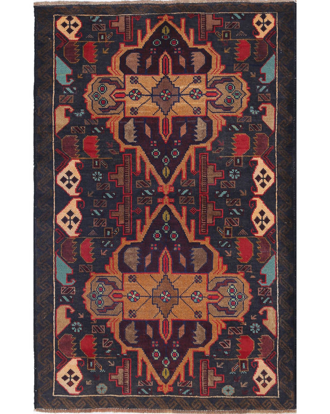 Baluch 2' 11" X 4' 7" Hand Knotted Wool Rug 2' 11" X 4' 7" (89 X 140) / Red / Wool