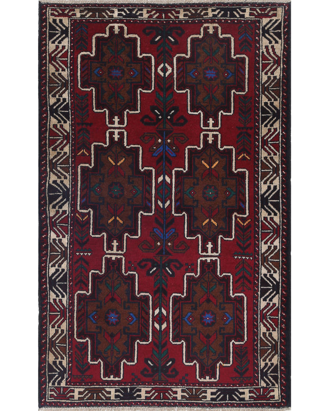 Baluch 2' 1" X 4' 8" Hand Knotted Wool Rug 2' 1" X 4' 8" (63 X 142) / Red / Wool