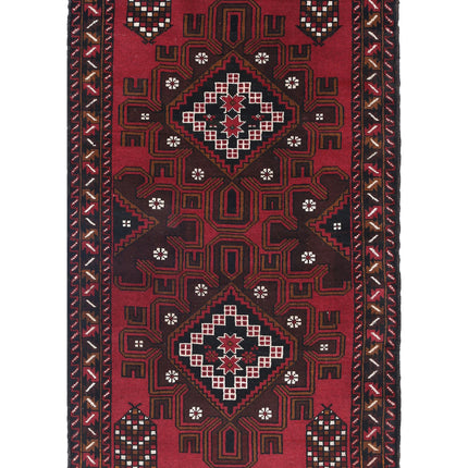 Baluch 2' 9" X 4' 8" Hand Knotted Wool Rug 2' 9" X 4' 8" (84 X 142) / Red / Wool