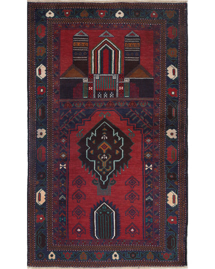 Baluch 2' 9" X 4' 8" Hand Knotted Wool Rug 2' 9" X 4' 8" (84 X 142) / Red / Wool