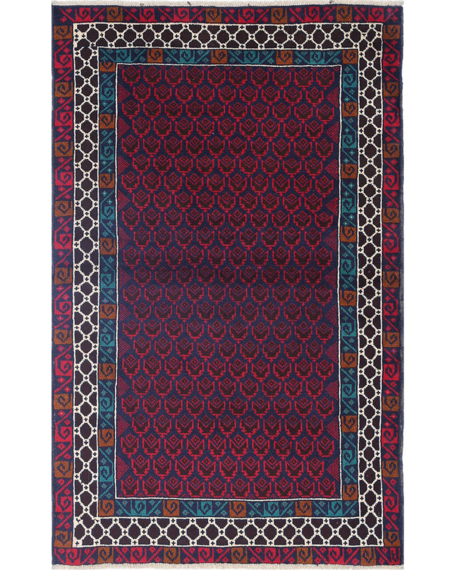 Baluch 2' 9" X 4' 5" Hand Knotted Wool Rug 2' 9" X 4' 5" (84 X 135) / Red / Wool