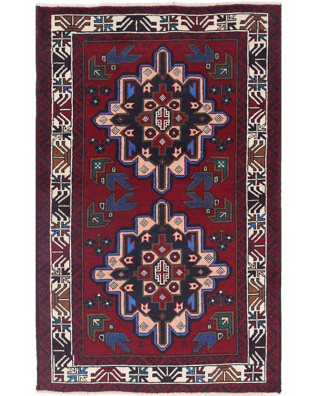 Baluch 2' 9" X 4' 5" Hand Knotted Wool Rug 2' 9" X 4' 5" (84 X 135) / Red / Wool