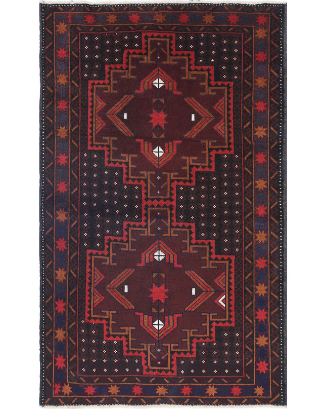 Baluch 2' 9" X 4' 7" Hand Knotted Wool Rug 2' 9" X 4' 7" (84 X 140) / Red / Wool