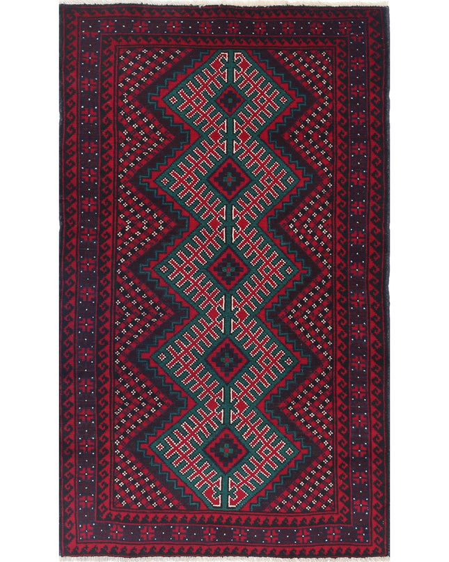 Baluch 2' 11" X 4' 11" Hand Knotted Wool Rug 2' 11" X 4' 11" (89 X 150) / Red / Wool
