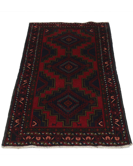 Baluch 2' 9" X 4' 10" Hand Knotted Wool Rug 2' 9" X 4' 10" (84 X 147) / Red / Wool