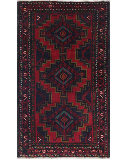 Baluch 2' 9" X 4' 10" Hand Knotted Wool Rug 2' 9" X 4' 10" (84 X 147) / Red / Wool