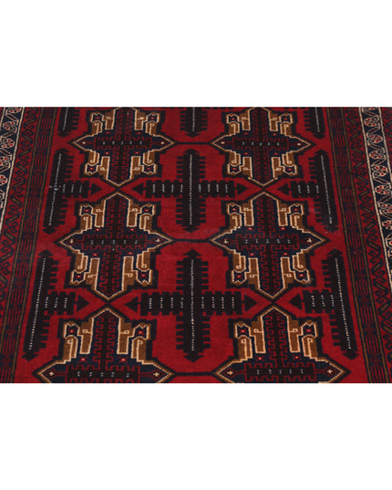 Baluch 2' 9" X 4' 5" Hand Knotted Wool Rug 2' 9" X 4' 5" (84 X 135) / Red / Wool