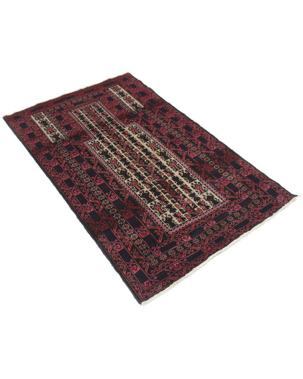 Baluch 3' 0" X 4' 11" Hand Knotted Wool Rug 3' 0" X 4' 11" (91 X 150) / Red / Wool