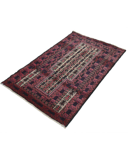 Baluch 3' 0" X 4' 11" Hand Knotted Wool Rug 3' 0" X 4' 11" (91 X 150) / Red / Wool