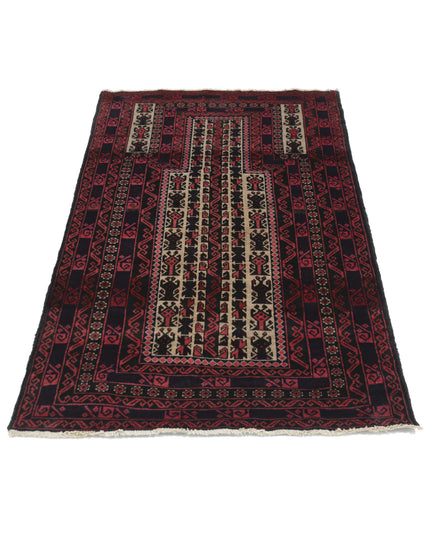 Baluch 3' 0" X 4' 11" Hand Knotted Wool Rug 3' 0" X 4' 11" (91 X 150) / Red / Wool
