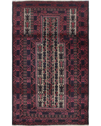 Baluch 3' 0" X 4' 11" Hand Knotted Wool Rug 3' 0" X 4' 11" (91 X 150) / Red / Wool